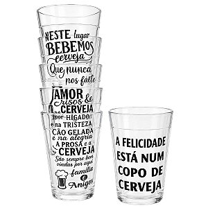 Kit Jogo Copo Americano Vidro 180ml Cerveja 6 Peças
