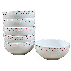 Kit 6 Tigela Bowl Cumbuca Sopa Sorvete 350ml Porcelana Decor