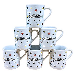 Kit Jogo Conjunto 6 Caneca Xícara Café Chá 120ml - Porcelana