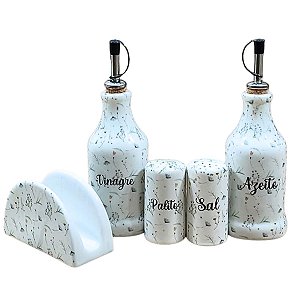 Kit Galheteiro - Porcelana Decorada - Arabesco
