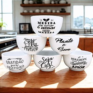 Kit 6 Tigela Bowl Cumbuca Sopa Sorvete 500ml Porcelana Decor