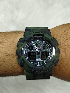 G-Shock GA-100 Camuflado Verde 50MM A Prova D'água