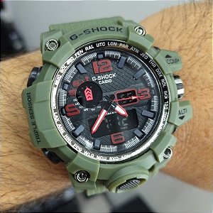 G-Shock CWG-1000 Verde Militar/ Vermelho 55MM A Prova D'água
