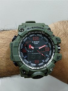 G-Shock CWG-1000 Verde Militar/ Vermelho 55MM A Prova D'água
