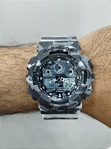 G-Shock GA-100 Camuflado Preto/ Cinza 50MM A Prova D'água