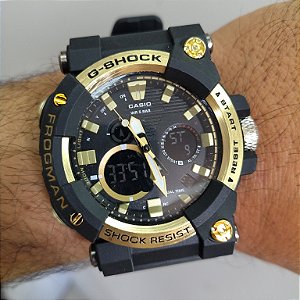 G-Shock Frogman Preto/Dourado 50MM A Prova D'água