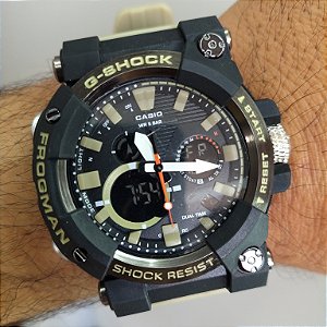 G-Shock Frogman Preto/Bege 50MM A Prova D'água