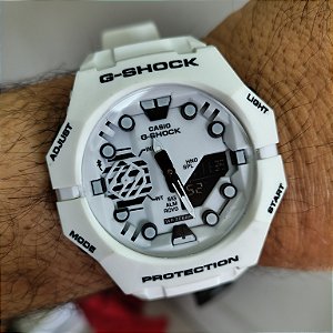 G-Shock BA B001 Branco 48MM A Prova D'água