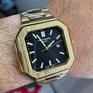 Patek Phifippe Em Aço Dourado 45MM A Prova D'água