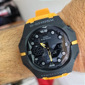 G-Shock BA B001 Preto com Amarelo 48MM A Prova D'água