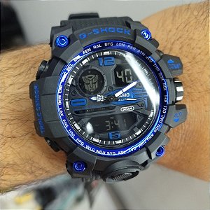 G-Shock Transformers Preto/Azul 55MM A Prova D'água
