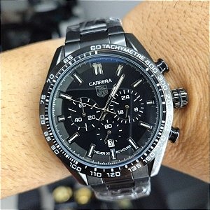 Tag Heuer Carrera Calibre Preto Em Aço 50MM A Prova D'água