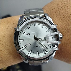 Diesel Caixa em Aço Prateado 55MM Prova D'água