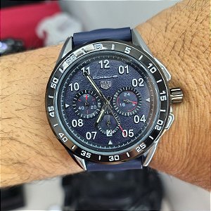 Tag Heuer Carrera Porsche Pulseira de Borracha Azul 43MM A Prova D'água