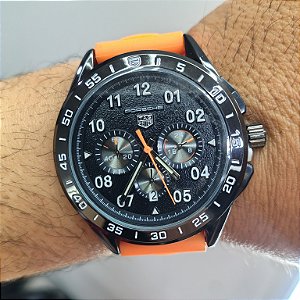 Tag Heuer Carrera Porsche Pulseira de Borracha Laranja 43MM A Prova D'água