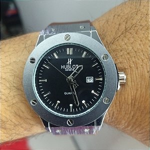 Hublot Geneve Pulseira de Borracha Marrom 50MM A Prova D'água