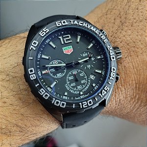 Tag Heuer Carrera Automático formula 1 Pulseira de Borracha Preto 47MM A Prova D'água