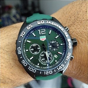 Tag Heuer Carrera Automático formula 1 Pulseira de Borracha Verde 47MM A Prova D'água
