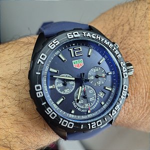 Tag Heuer Carrera Automático formula 1 Pulseira de Borracha Azul 47MM A Prova D'água