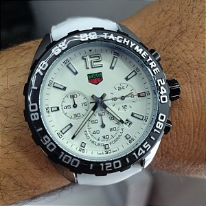 Tag Heuer Carrera Automático formula 1 Pulseira de Borracha Branco 47MM A Prova D'água