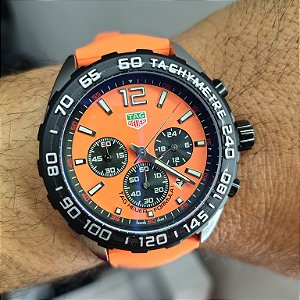 Tag Heuer Carrera Automático formula 1 Pulseira de Borracha Laranja 47MM A Prova D'água