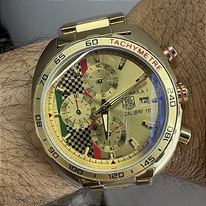 Tag Heuer Carrera Calibre 16 Formula 1 Dourado Em Aço 47MM