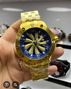 Relógio invicta Speedway Dourado Mostrador Azul