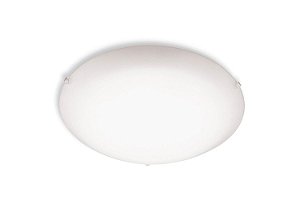 Plafon Branco Cristal Redondo De Sobrepor Para 2 Lâmpadas 30Cm E27 - Blumenau