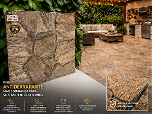 Piso Cerâmico Antiderrapante 58x58 HD Astro Classe A Pedra