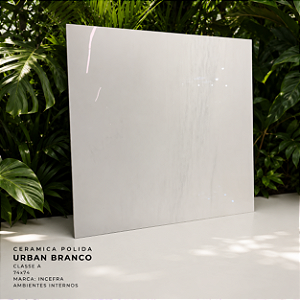 Piso Cerâmico Polido Classe A 74x74 Urban Branco Incefra Interno