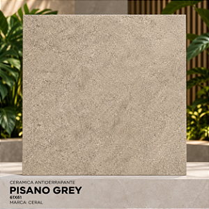 Piso Cerâmico Antiderrapante Pisano Grey 61x61cm Cl: A Pedra 2,65M - Ceral