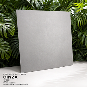 Piso Cerâmico Acetinado 74x74 Cinza Incefra Interno/Externo