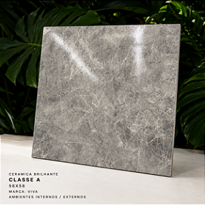 Piso Cerâmico Brilhante Classe A 58x58 Viva