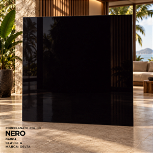 Porcelanato Nero Polido 84x84Cm 2,80M² - Delta
