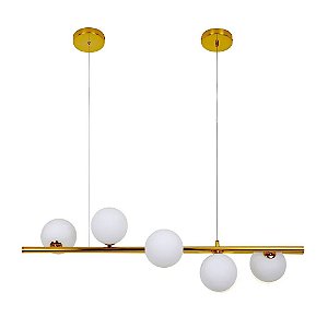 Lustre Pendente Moderno Globo Leitoso Molecular 5xG9