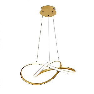 Lustre Pendente Led 40W Infinito Dourado Moderno Luz 3 Temperatura em1