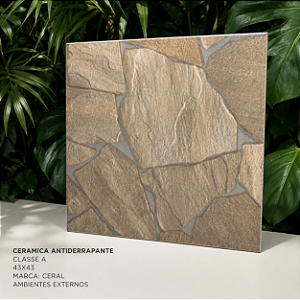 Piso Cerâmico Antiderrapante Classe A 43x43 Ceral