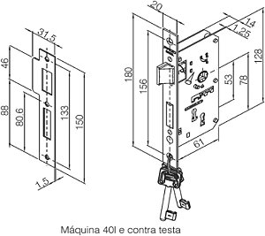 Fechadura Interna Francesa Larga 721-01 Cromada - Pado