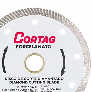 Disco De Corte Diamantado Turbo Para Porcelanato 110mm - Cortag