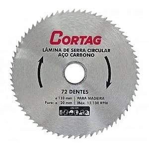 Disco De Serra Circular Para Madeira 72 Dentes 110mm - Cortag