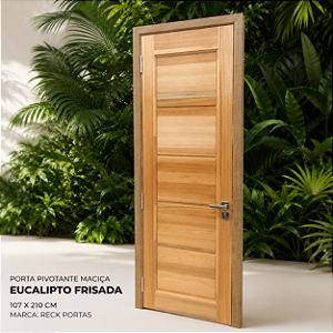 Porta Pivotante Maciça Eucalipto Frisada- Sem Fechadura