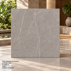 Piso Cerâmico Alfama Gris 61x61cm Classe A 2,22m² - Almeida