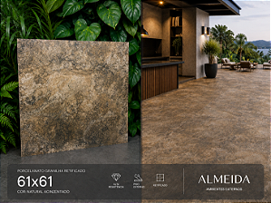 Porcelanato Granilha Retificado 61x61 Brave Natural Almeida