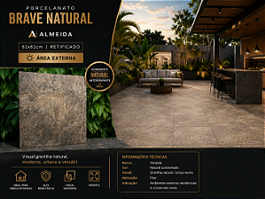 Porcelanato Granilha Retificado 61x61 Brave Natural Almeida
