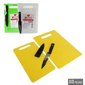 Kit 2 Tábuas Plástico e Faca - Clink