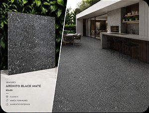 Semigres Arenito Black Mate 88x88 Classe A - Formigres