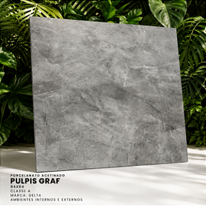 Porcelanato Polido Retificado 84x84 Pulpís Grafite Delta Intense