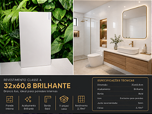 Revestimento Branco Brilhante 32x60,8 Viva Classe A 600029
