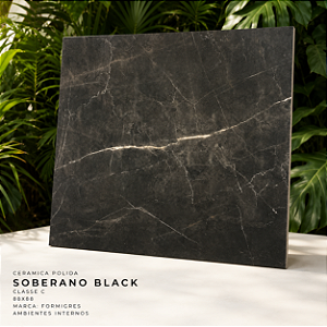 Piso Cerâmico Polido Classe C 88x88 Soberano Black Formigres Interno
