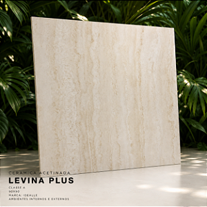 Cerâmica Acetinada Retificada 90x90 Levina Bege Claro Classe A